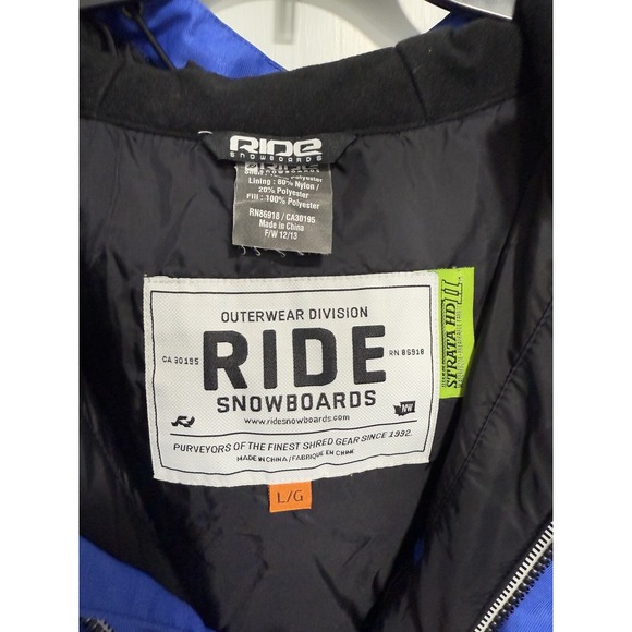 RIDE Snowboard Mens Snow Jacket - Blue - Large - Strata HD II - Picture 3 of 6
